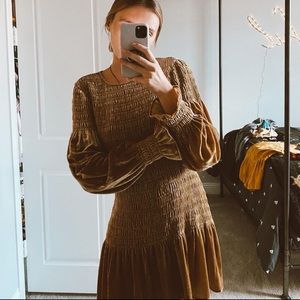 LOVESHACKFANCY Scarlett Velvet Gold Dress